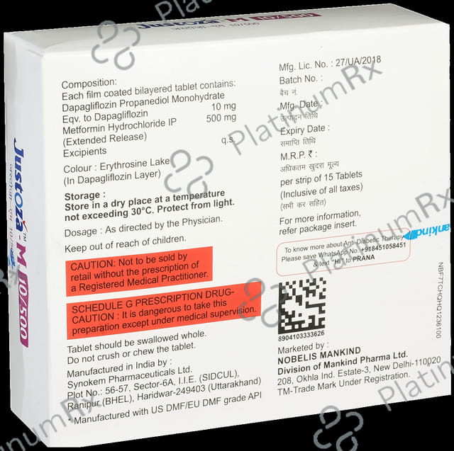 Justoza M 10/500mg Tablet ER 15s