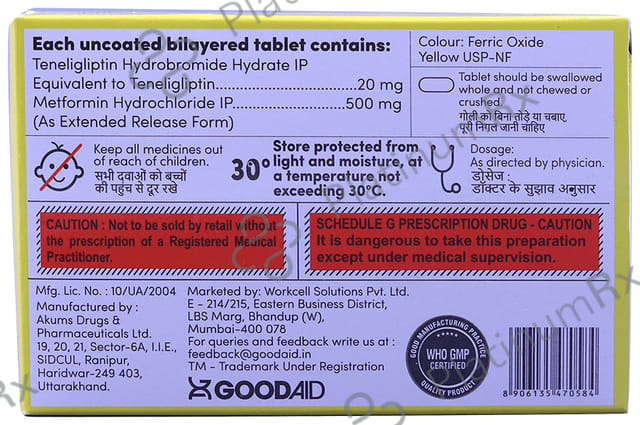 Gliptinaid M 500/20mg Tablet ER 10s