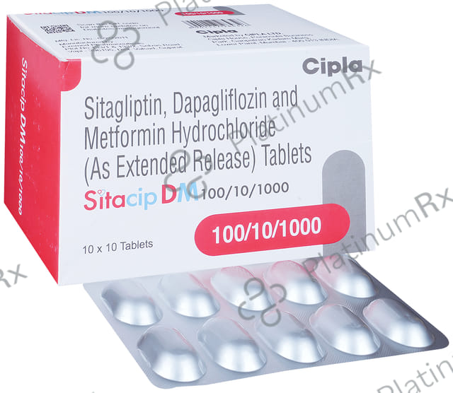 Sitacip DM 10/1000/100mg Tablet ER 10s