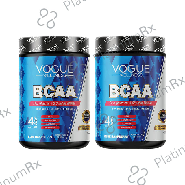 Vogue Wellness BCAA Powder (400gm Each) Blue Raspberry 2 jar