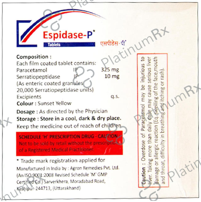 Espidase P 325mg/10mg Tablet