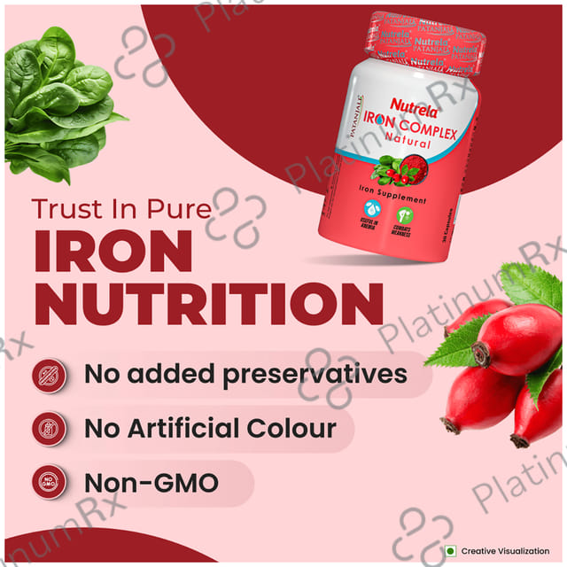 Patanjali Nutrela Natural Iron Complex for Anaemia, Weakness & RBC Formation - Capsule