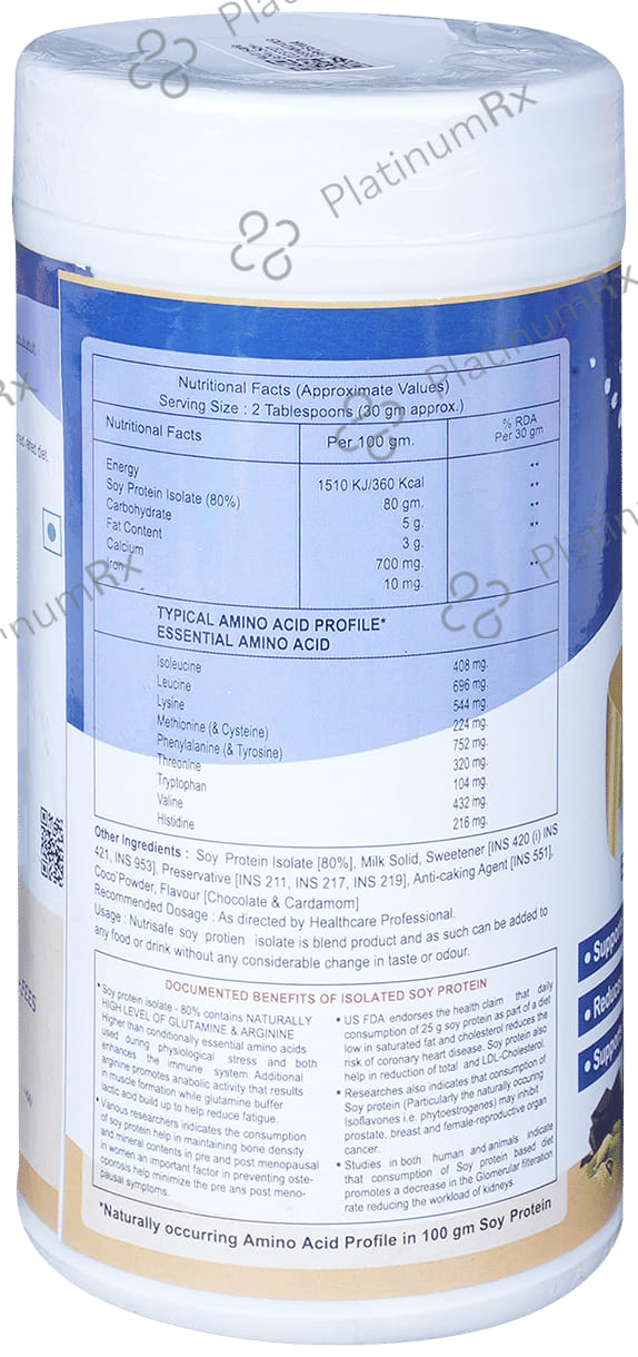 Nutrisafe 80% Soy Protein Isolate Powder Chocolate 200gm