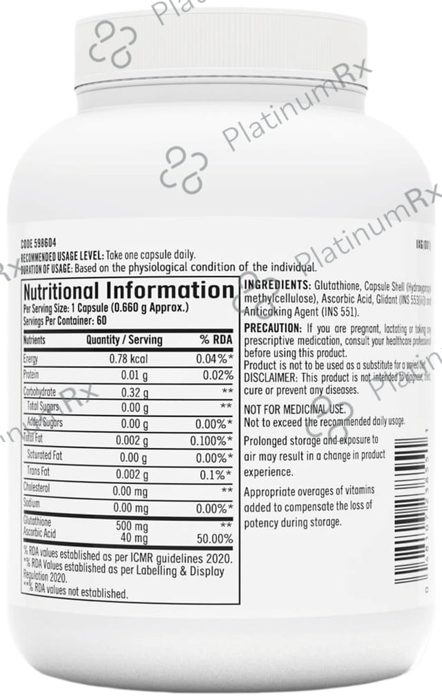 GNC Glutathione 500mg Vegetarian Capsule