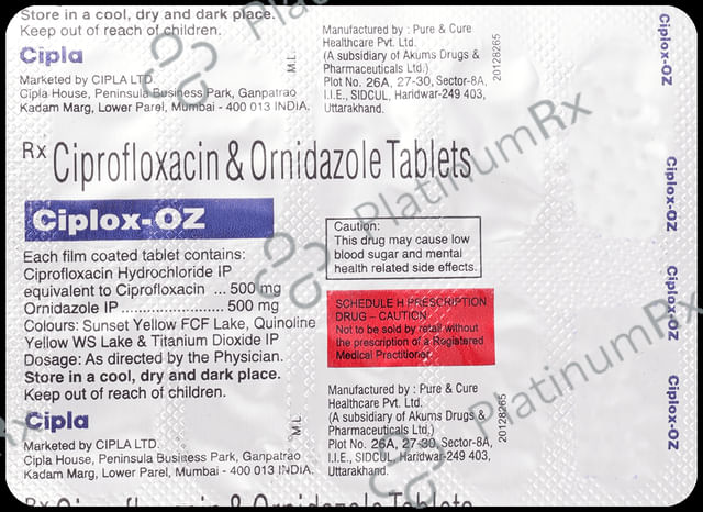Ciplox OZ 500/500mg Tablet 10s
