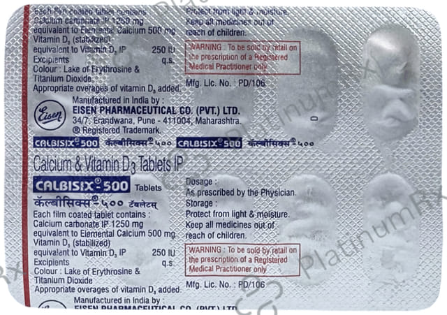 Calbisix 500mg/250IU Tablet 10s