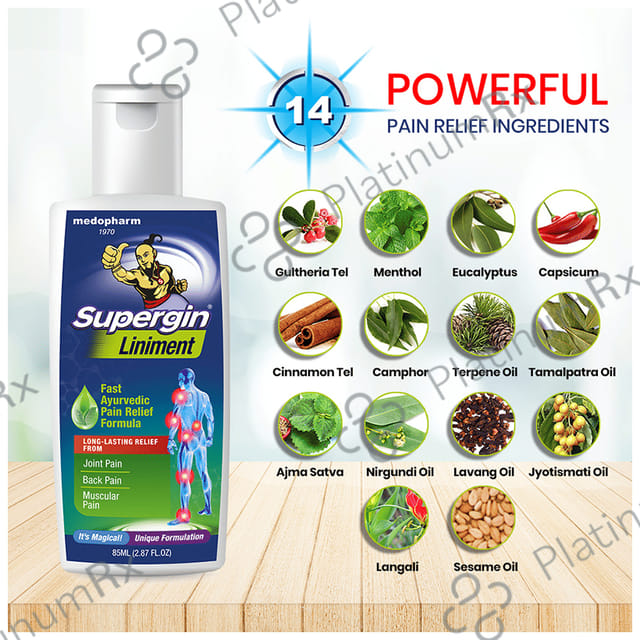 Supergin Liniment Fast Ayurvedic Pain Relief Formula 85 Liniment