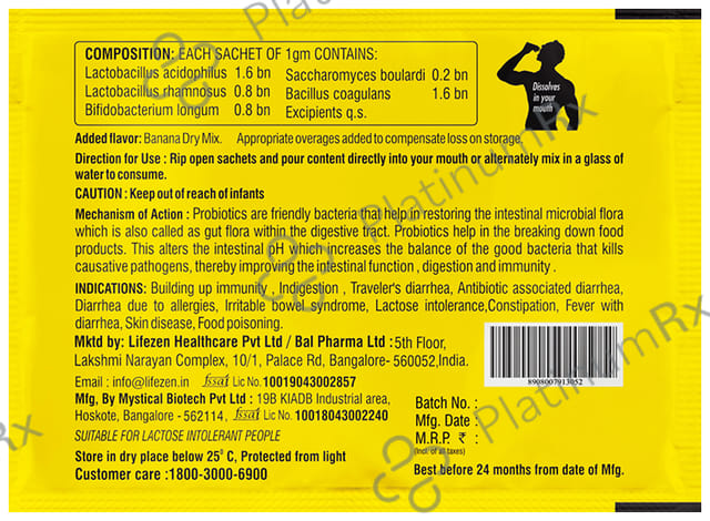 WonderPro The Super Probiotic Sachet (5 Billion CFU) - For Gut Health, Digestion & Immunity - Flavour Delicious Banana Sugar Free
