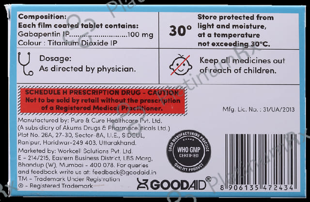 Goodgaba 100mg Tablet 15s