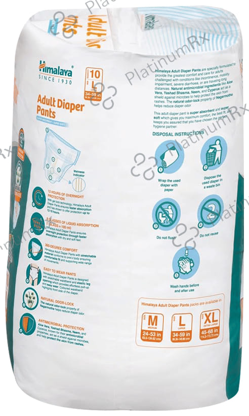 Himalaya Adult Diaper Pant with Natural Odour Lock and Antibacterial Absorbent Core Large 10s