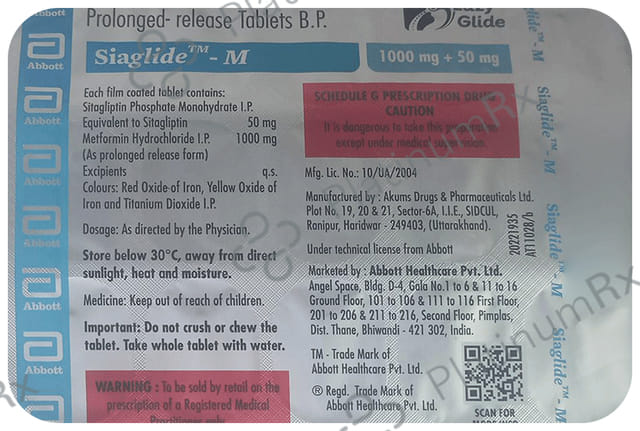 Siaglide M 1000/50mg Tablet PR 15s