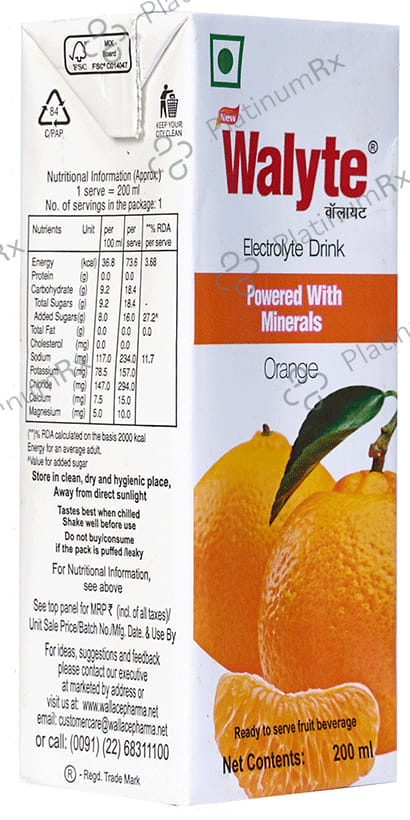 Walyte ORS Orange Flavour Liquid 200ml