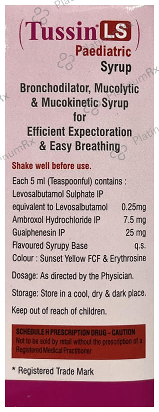Tussin LS 7.5/12.5/0.25mg Paediatric Syrup 60ml