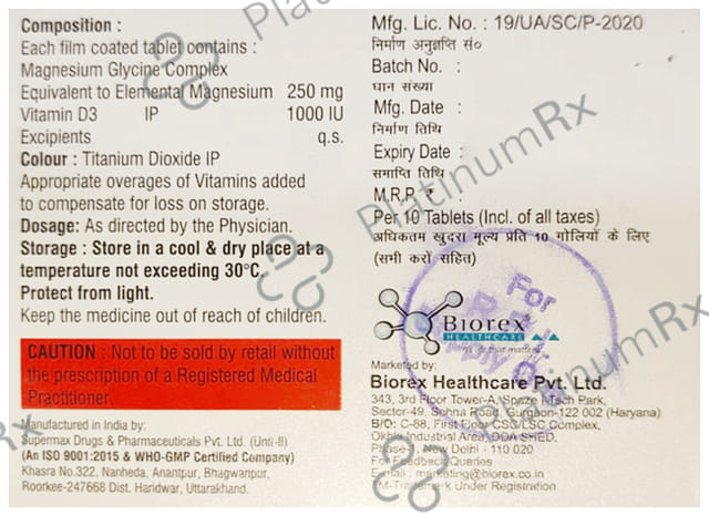 Mag D 250mg/1000IU Tablet 10s