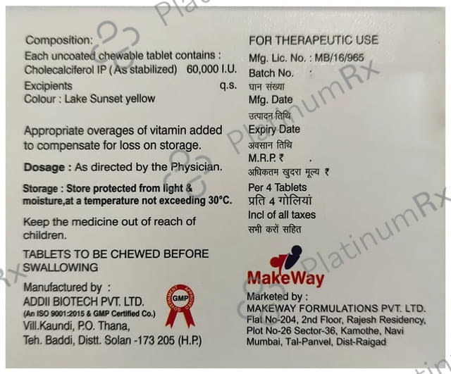 Makecal 60K Chewable Tablet Sugar Free