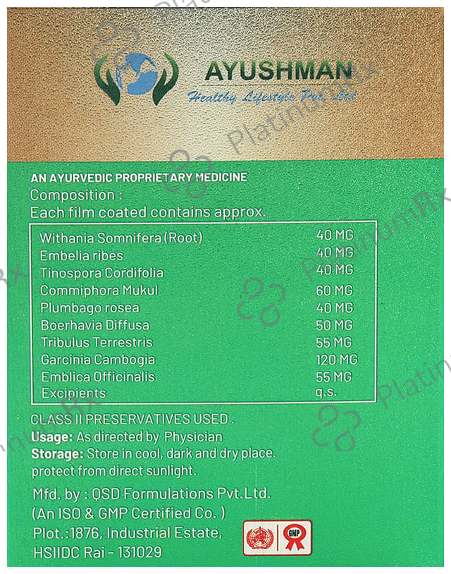 Ayushman Slimming Formula Tablet (100 Each) 1 Pack