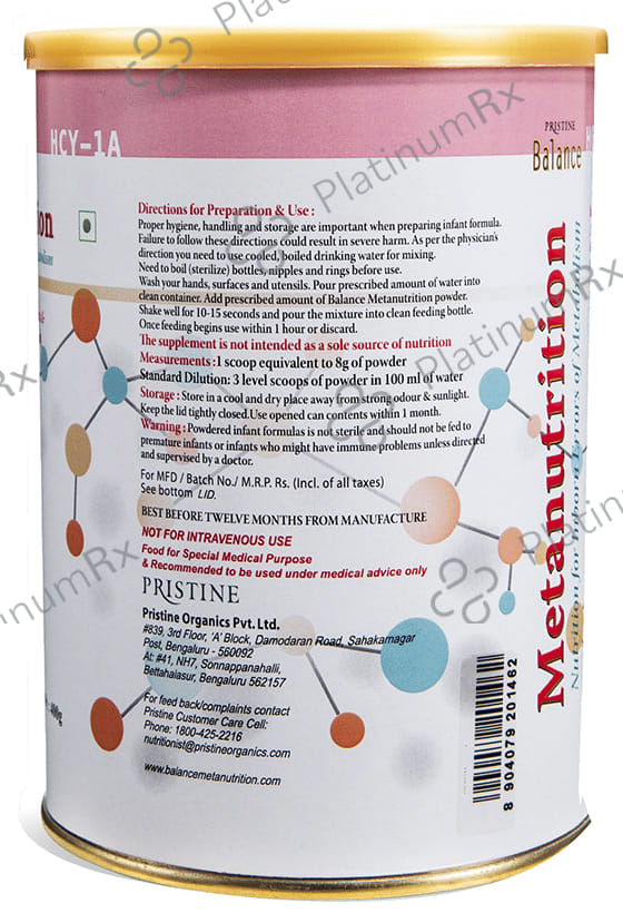 Pristine Balance Metanutrition HCY 1A (Upto 3 Years) Powder Vanilla