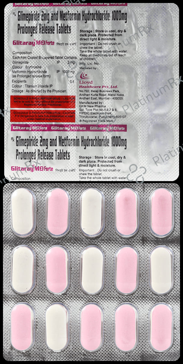 Glitaray M Forte 2/1000mg Tablet 15s