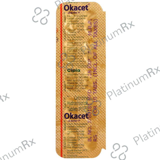 Okacet 10mg Tablet 10s