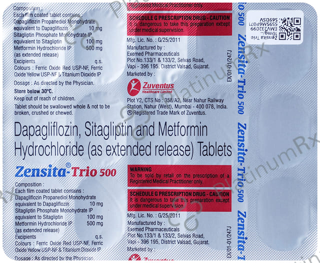 Zensita Trio 10/500/100mg Tablet ER 15s