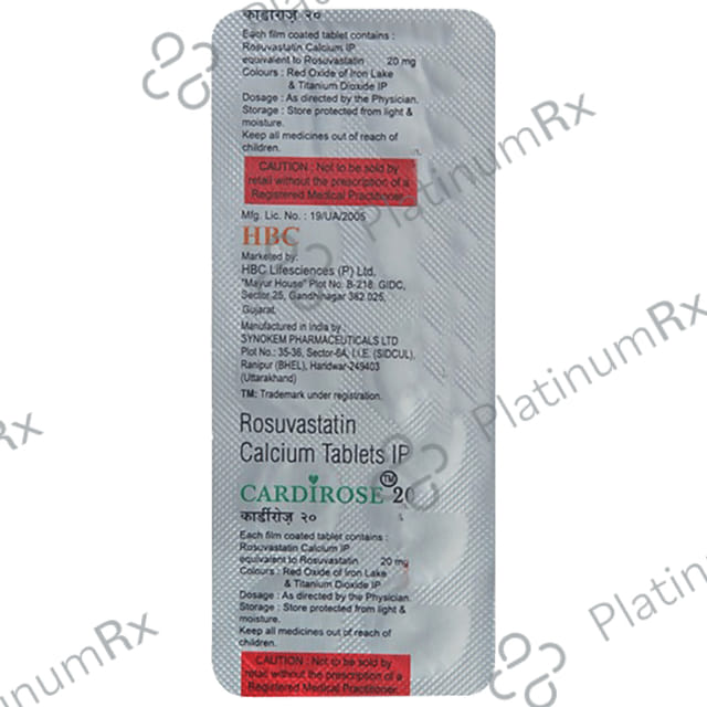 Cardirose 20mg Tablet 10s