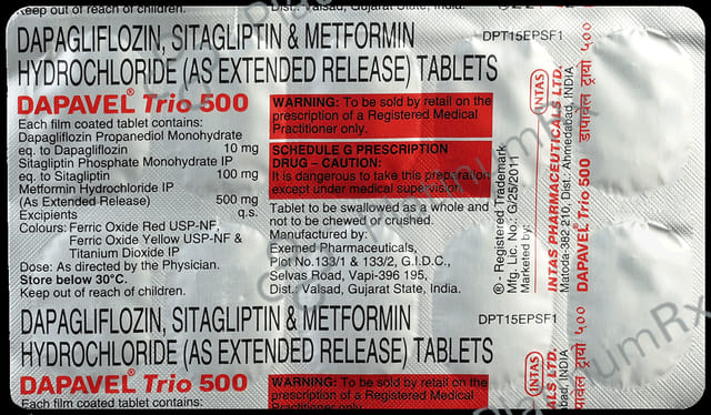 Dapavel Trio 10/500/100mg Tablet ER 10s