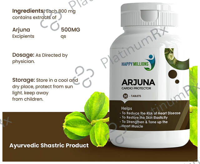 Happy Millions Arjuna Tablet - Cardio Protector & Healthy Heart - 30 tablets