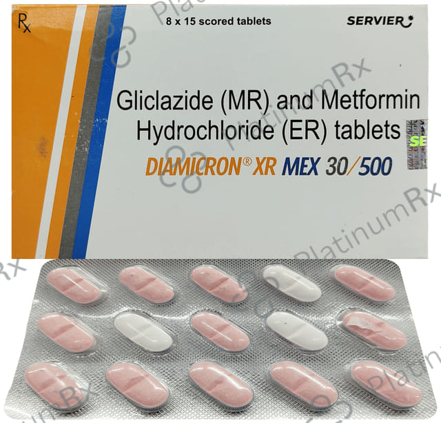 Diamicron XR Mex 30/500mg Tablet ER 15s