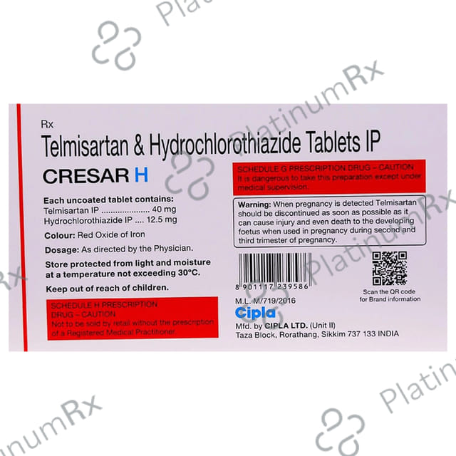 Cresar H 12.5/40mg Tablet 15s