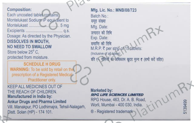 Romilast 5mg Tablet MD 15s
