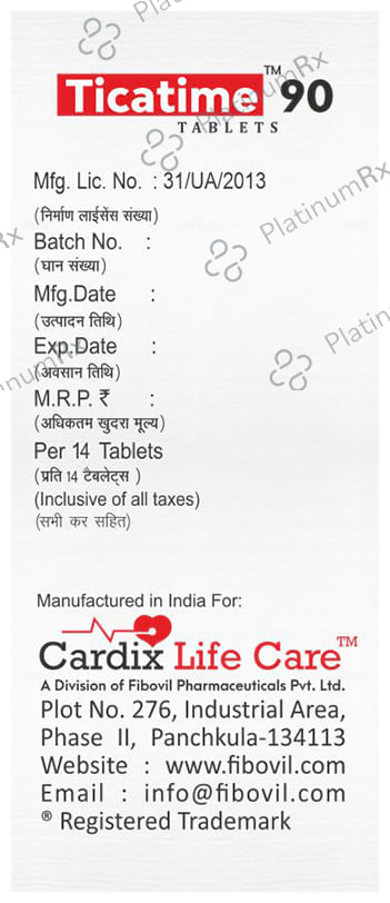 Ticatime 90mg Tablet 10s