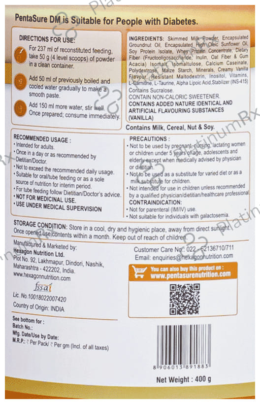 PentaSure DM Vanilla Flavour Powder 400gm
