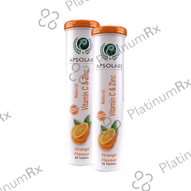 Apsolabs Natural Vitamin C & Zinc Effervescent Tablet Sugar Free Orange 40 Effervescent Tablet