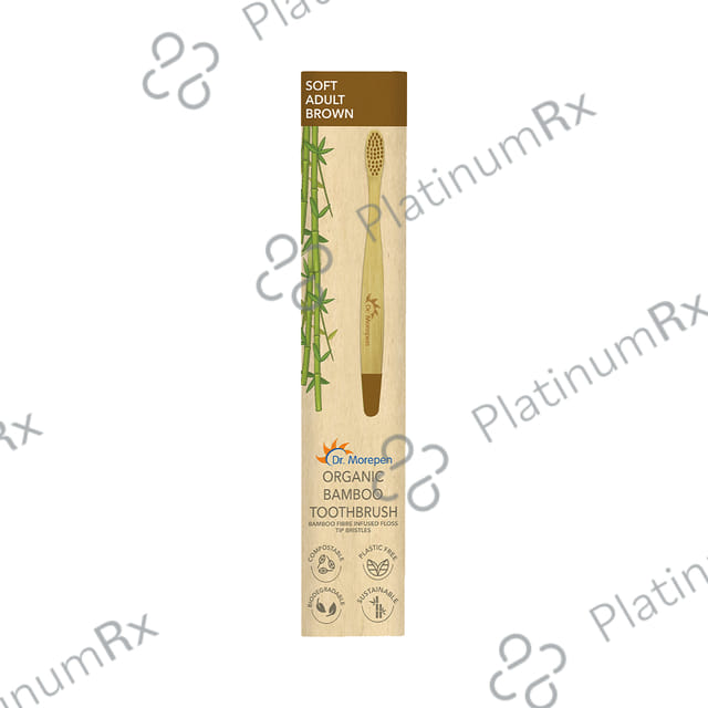 Dr. Morepen Organic Bamboo Toothbrush Adult Soft Brown