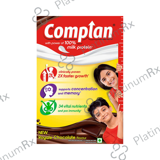 Complan 100% Milk Protein for Concentration, Memory & Growth - Flavour Royale Chocolate Refill 200 gm