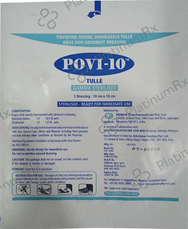 Povi 10% Tulle Surgical Dressing Bandage 1s