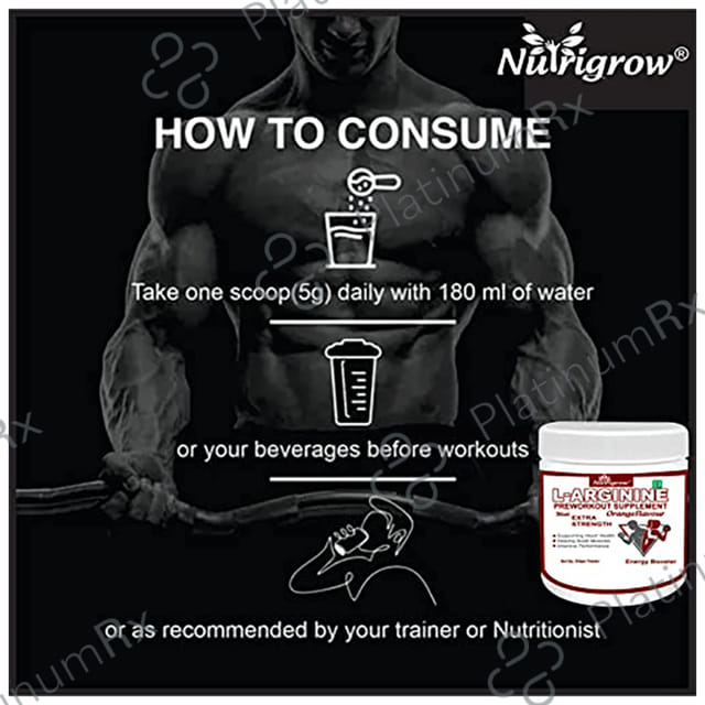 Nutrigrow L-Arginine Preworkout Supplement Powder Orange