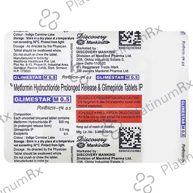 Glimestar M 0.5/500mg Tablet 10s