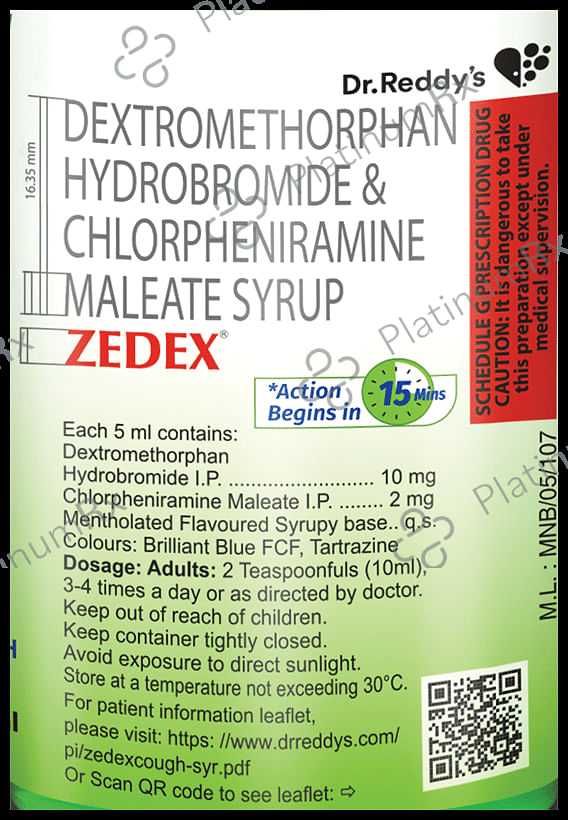 Zedex Cough 2/10mg Syrup 100ml