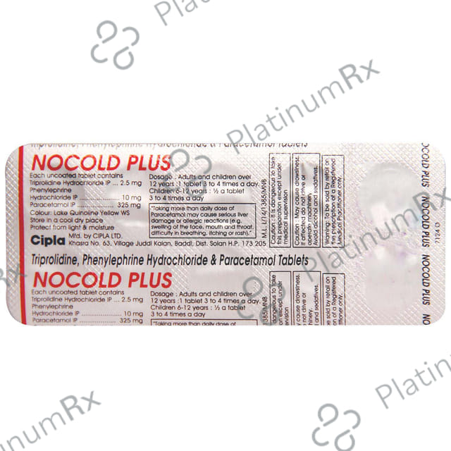 Nocold Plus 500 mg/60 mg/2.5 mg Tablet