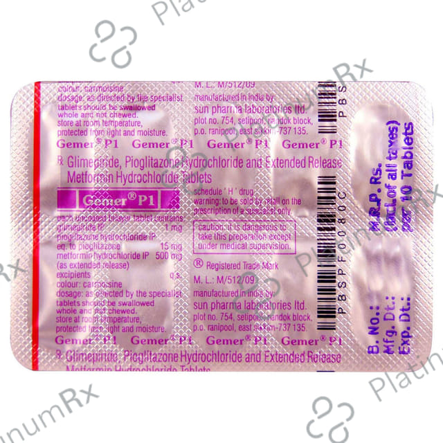 Gemer P L 1/500/7.5mg Tablet 10s