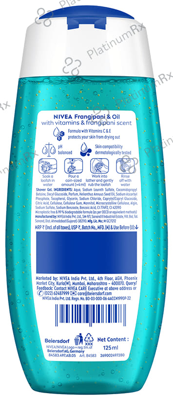 Nivea Nivea Shower Gel Frangipani & Oil 125 ml
