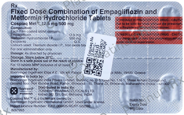 Cospiaq Met 12.5/500mg Tablet 10s