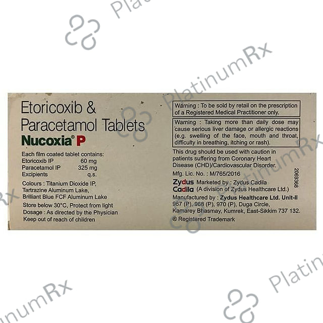 Nucoxia P 60/325mg Tablet 15s