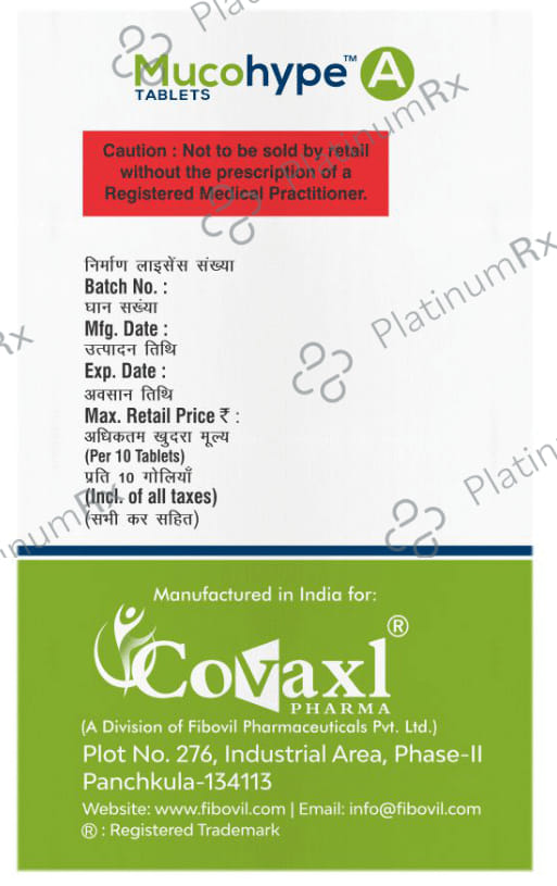 Mucohype A 100/600mg Tablet 10s