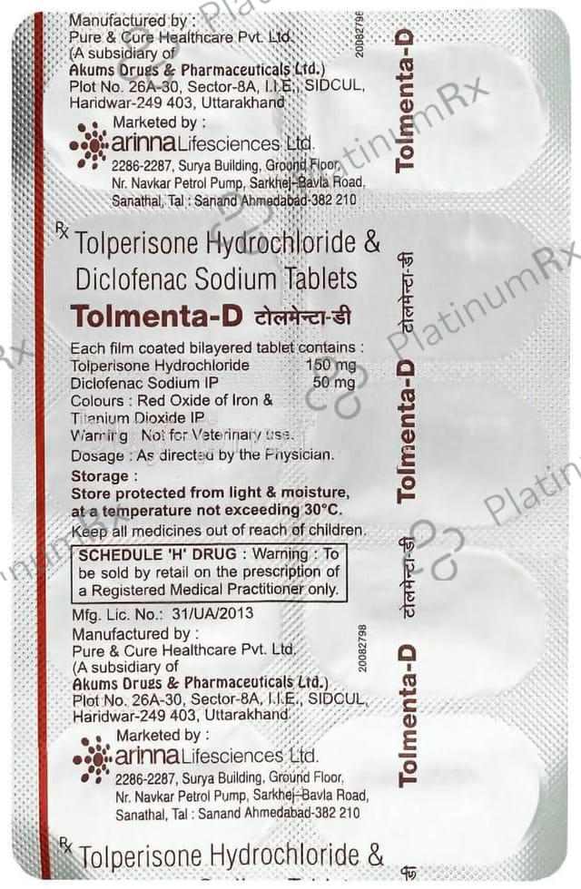 Tolmenta D 150mg/50mg Tablet
