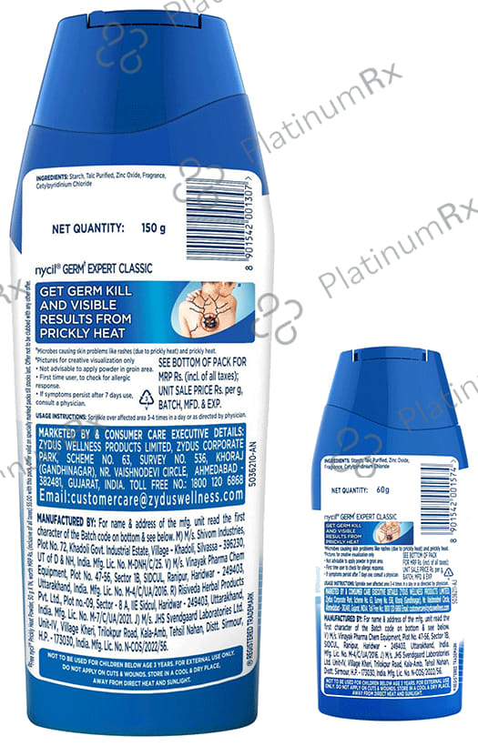 Nycil Germ Expert Classic Prickly Heat Powder 150gm + Nycil Powder 50gm