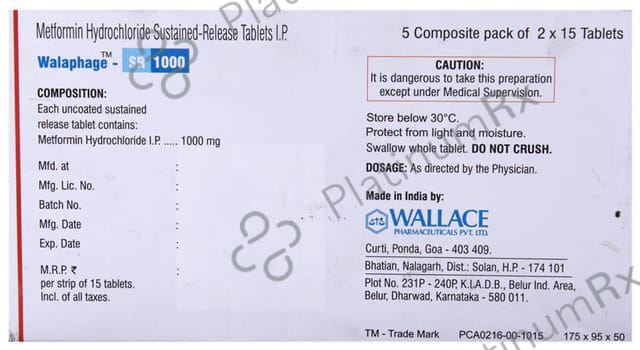 Walaphage SR 1000mg Tablet 15s