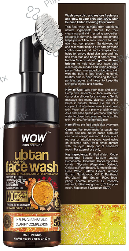 WOW Skin Science Ubtan Foaming Face Wash with Built-In Face Brush