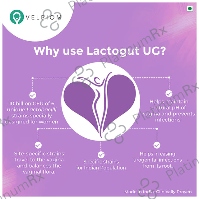 Velbiom Lactogut UG Pre & Probiotic Health Supplement Vegetable Capsule for Women